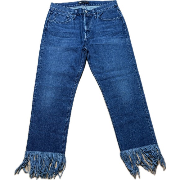 3x1 NYC Denim - 3x1 NYC Cropped Frayed Jeans Women Size 31 Medium Blue USA Made Fringe Boho Fun